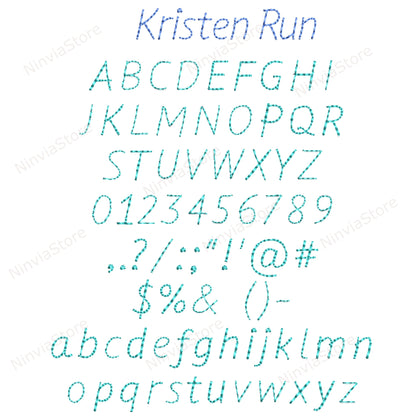 7 DST Bean Stitch Stickschriftarten Bundle, Run Stitch Maschinenstickschrift DST, Monogramm Alphabet Stickdesign, Script Cursive DST Schriftart für Stickerei
