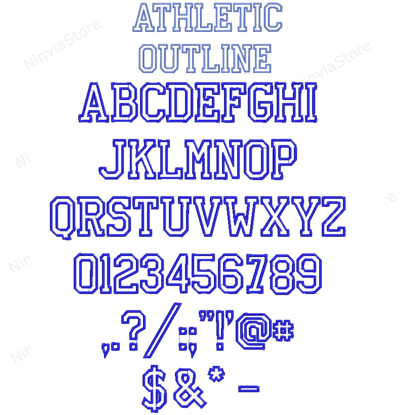 7 PES Outline-Stickschriftarten Bundle, Maschinenstickschrift PE, Alphabet-Stickdesign, PE-Schriftart für Stickerei, Outline-Monogramm-Schriftart