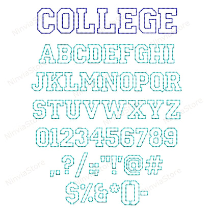 7 DST Bean Stitch Embroidery Fonts Bundle, Outline Run Stitch Machine Embroidery Font DST, Monogram Alphabet Broderie Design, College, Block DST police pour la broderie