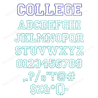 7 BX Bean Stitch Stickschriftarten Bundle, Outline Run Stitch Maschinenstickschrift BX, Monogramm Alphabet Stickmuster, College, Block BX Schriftart für Stickerei