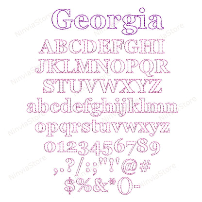 7 XXX Bean Stitch Fonts Bundle, Outline Run Stitch Machine Broderie Font XXX, Monogram Alphabet Broderie Design, College, Block XXX police pour la broderie