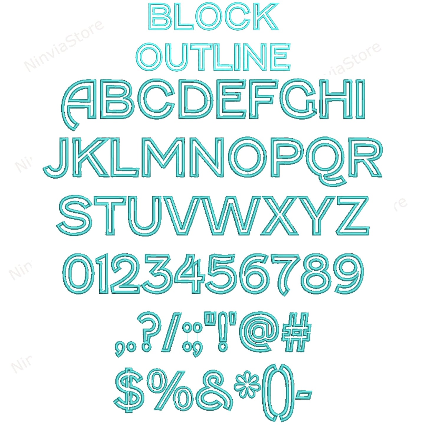 7 PES Outline-Stickschriftarten Bundle, Maschinenstickschrift PE, Alphabet-Stickdesign, PE-Schriftart für Stickerei, Outline-Monogramm-Schriftart