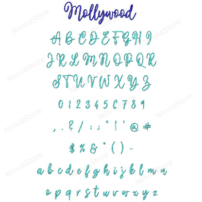 10 PES Embroidery Script Fonts Bundle, Cursive Alphabet Embroidery Design, Machine Embroidery Font PES, Calligraphy Monogram Font