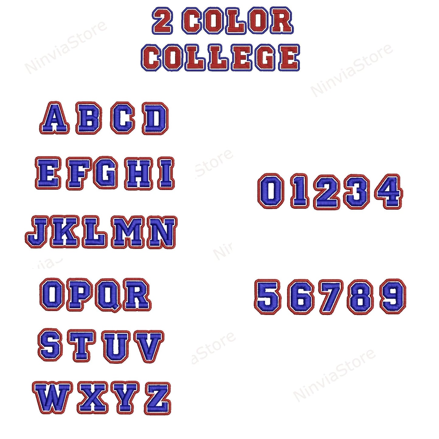 7 XXX Zweifarben-Stickschriftarten-Paket, XXX College Varsity Athletic Maschinenstickschriftart XXX, Alphabet-Stickdesign, XXX-Schriftart für Stickerei, 2-Farben-Monogrammschriftart