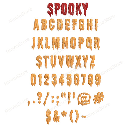 7 PES Halloween broderie polices Bundle, enfants police PE, Machine broderie police PE, Spooky Alphabet broderie Design, police PE pour la broderie