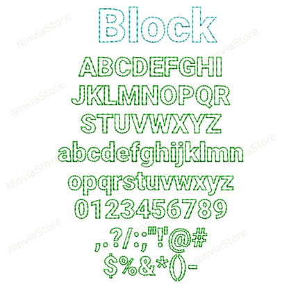 15 HUS Block-Stickschriftarten Bundle, Maschinenstickschrift HUS, Alphabet-Stickdesign, HUS-Schriftart für Stickerei, Maschinenstickerei-Monogrammschrift