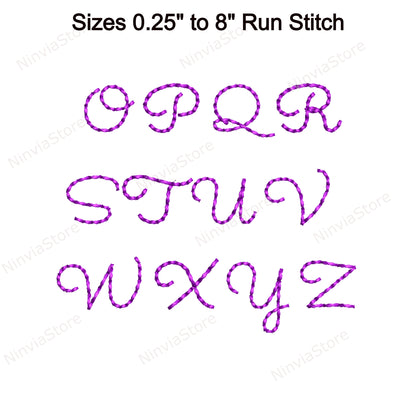 Camelia Bean Stitch Machine Embroidery Font, 15 sizes, 8 formats, Ballantines BX Font, Run Stitch Script, PE font