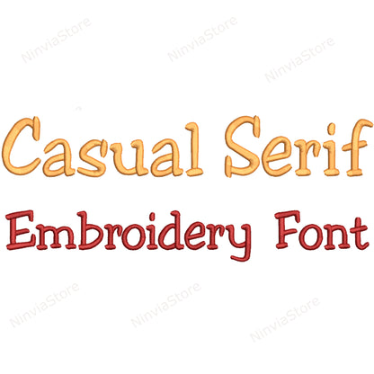 Casual Serif Machine Embroidery Font, 15 sizes, 8 formats, BX Font, PE font, Monogram Alphabet Embroidery Design