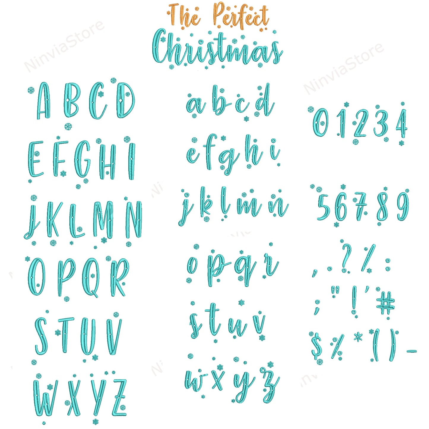 4 Christmas PES Embroidery Font Bundle, Machine Embroidery Font, Holiday Font PES, Alphabet Embroidery Design