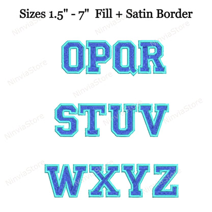 2 Color College Machine Embroidery Font, BX Font, PE font, Monogram Alphabet Embroidery Designs