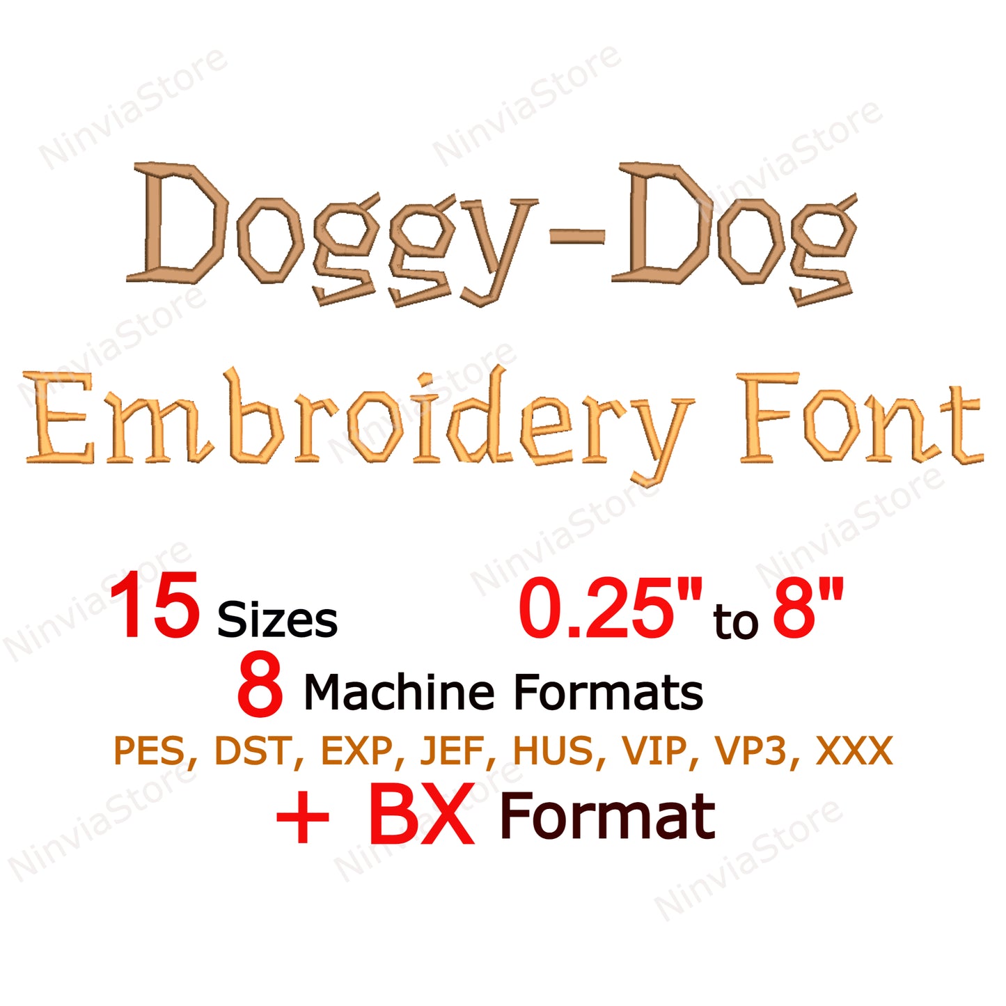 Doggy Machine Embroidery Font, 15 sizes, 8 formats, BX Font, PE font, Monogram Alphabet Embroidery Designs