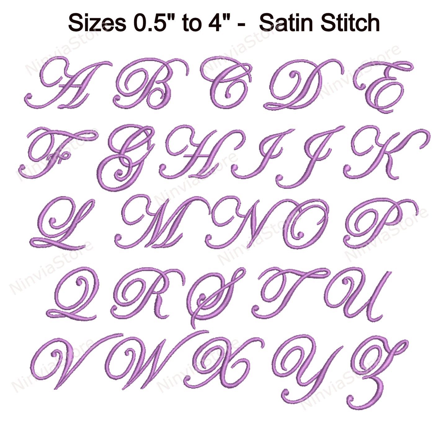 Edwardian Script Machine Embroidery Font, 14 sizes, 8 formats, BX Font, PE font, Monogram Alphabet Embroidery Designs