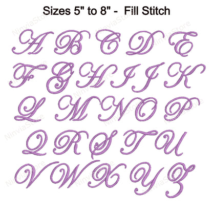 Edwardian Script Machine Embroidery Font, 14 sizes, 8 formats, BX Font, PE font, Monogram Alphabet Embroidery Designs