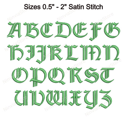 English Park Machine Embroidery Font, 14 sizes, 8 formats, BX Font, PE font, Monogram Alphabet Embroidery Designs