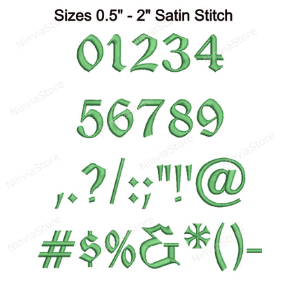 English Park Machine Embroidery Font, 14 sizes, 8 formats, BX Font, PE font, Monogram Alphabet Embroidery Designs