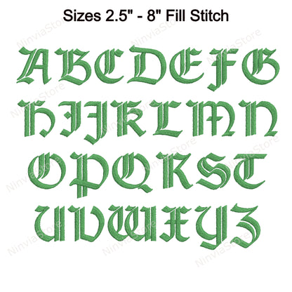 English Park Machine Embroidery Font, 14 sizes, 8 formats, BX Font, PE font, Monogram Alphabet Embroidery Designs