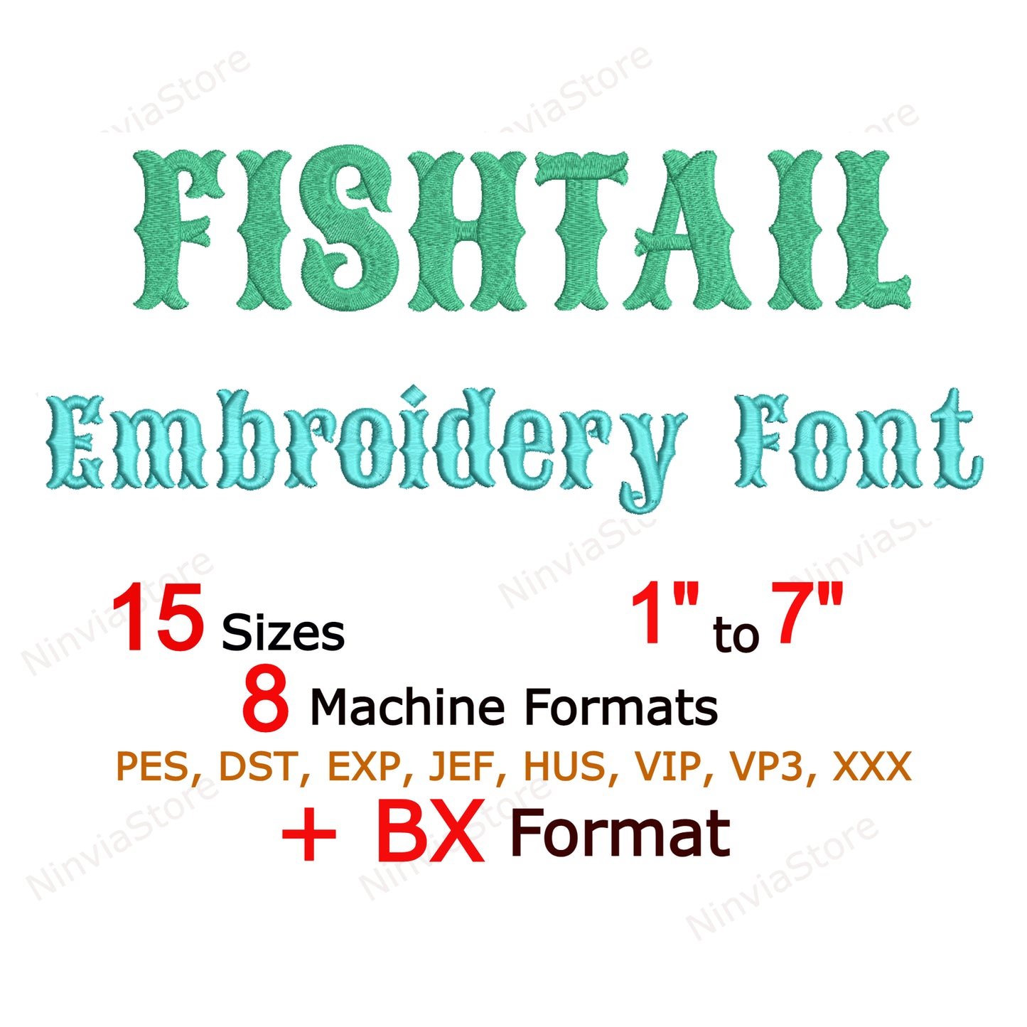 Fishtail Machine Embroidery Font, 15 sizes, 8 formats, Halloween BX Font, PE font, Monogram Alphabet Embroidery Designs