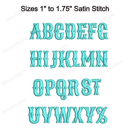 Fishtail Machine Embroidery Font, 15 sizes, 8 formats, Halloween BX Font, PE font, Monogram Alphabet Embroidery Designs