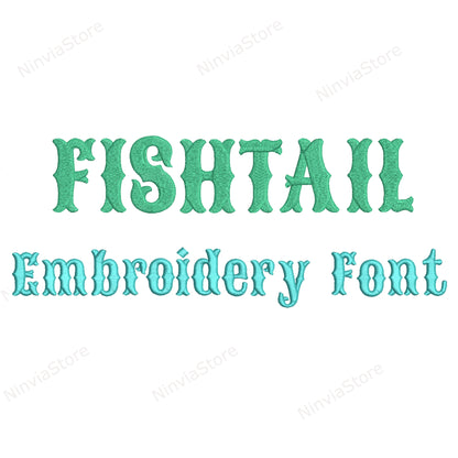 Fishtail Machine Embroidery Font, 15 sizes, 8 formats, Halloween BX Font, PE font, Monogram Alphabet Embroidery Designs