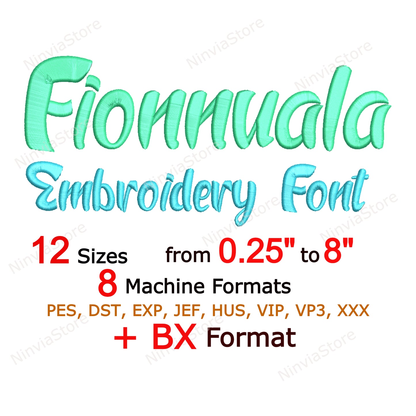 Fionnuala Script Machine Embroidery Font, 12 sizes, 8 formats, BX Font, PE font, Monogram Alphabet Embroidery Designs