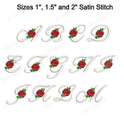 Floral Embroidery Font BX, Rose Alphabet Font for Embroidery, Floral Machine Embroidery Design, Flower Monogram Embroidery Font pe, PES, BX