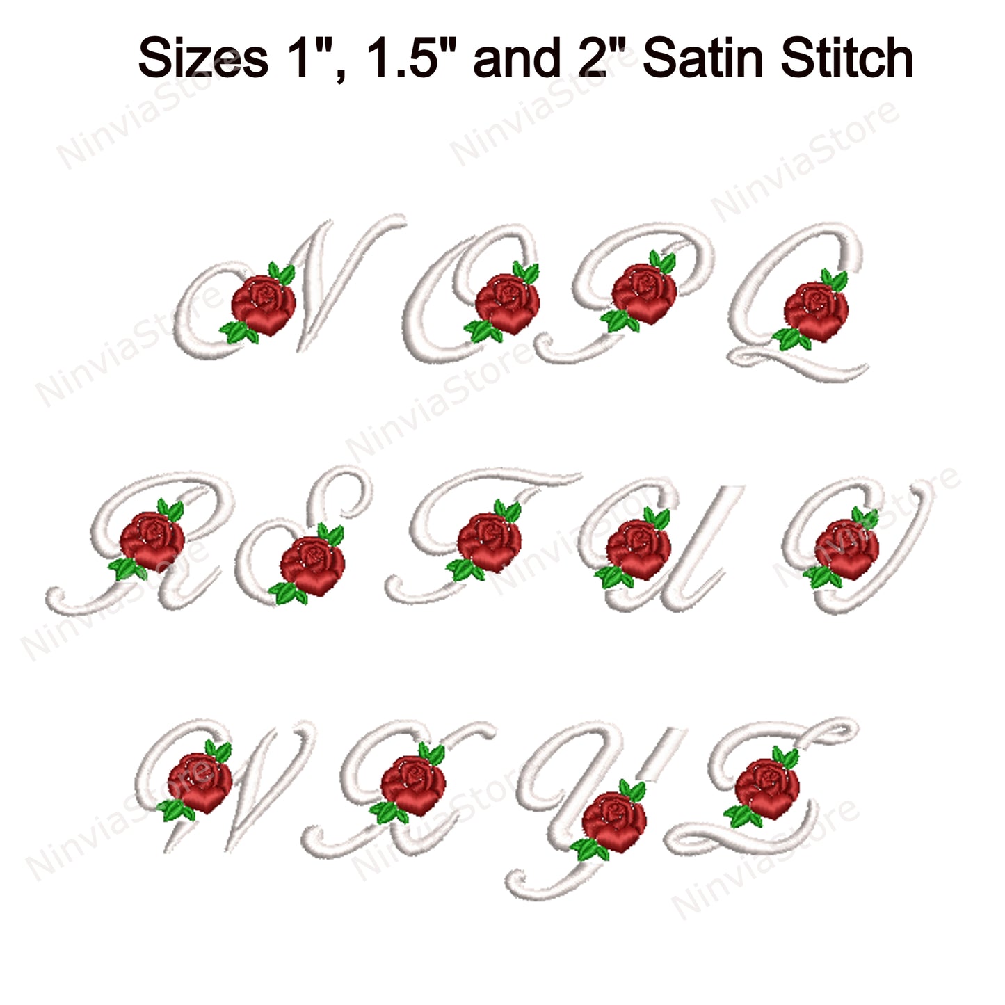 Floral Embroidery Font BX, Rose Alphabet Font for Embroidery, Floral Machine Embroidery Design, Flower Monogram Embroidery Font pe, PES, BX