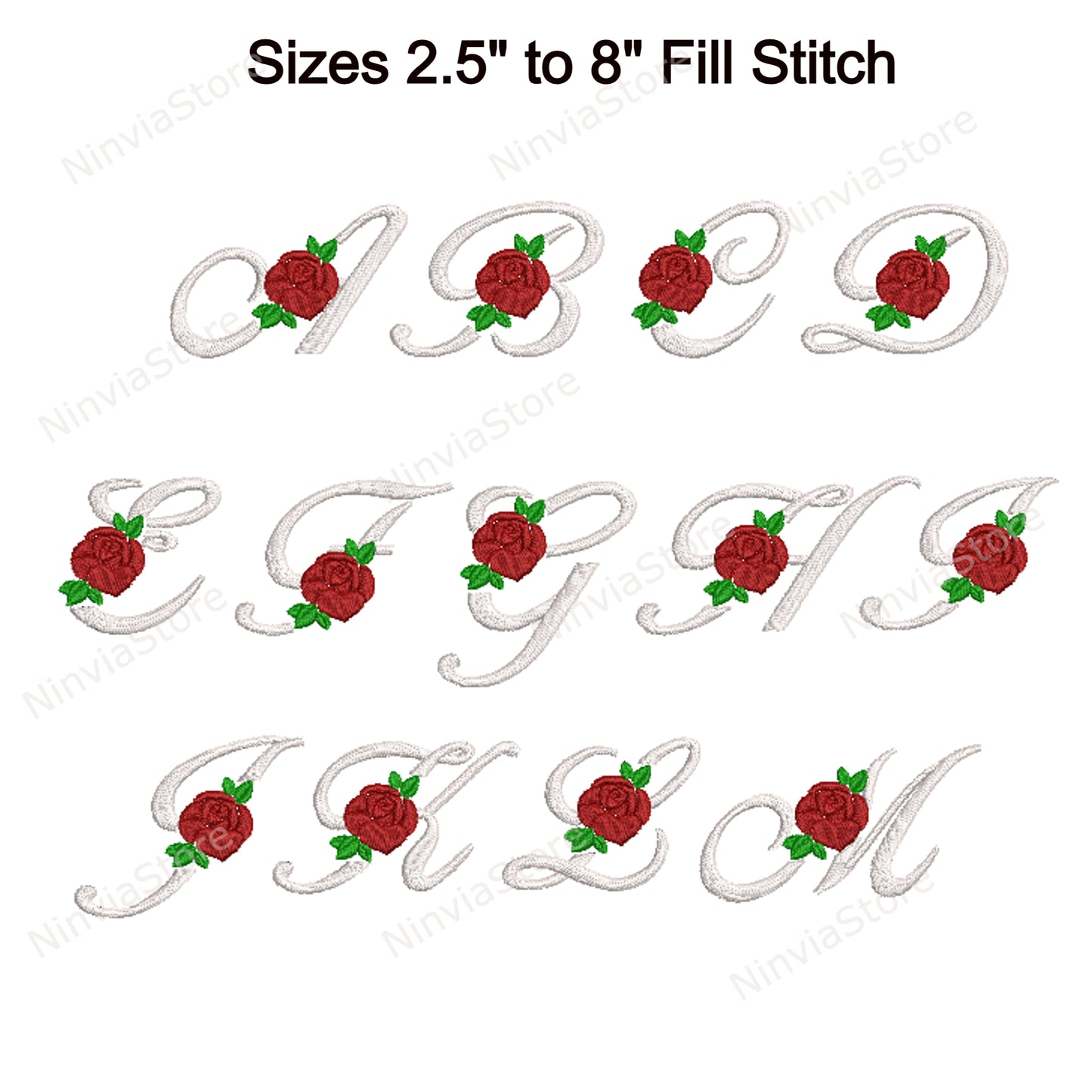 Floral Embroidery Font BX, Rose Alphabet Font for Embroidery, Floral Machine Embroidery Design, Flower Monogram Embroidery Font pe, PES, BX