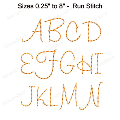 Bean Stitch Machine Embroidery Font, 15 tailles, 8 formats, Ballantines BX Font, Run Stitch Script, police PE, Monogram Alphabet Broderie Designs