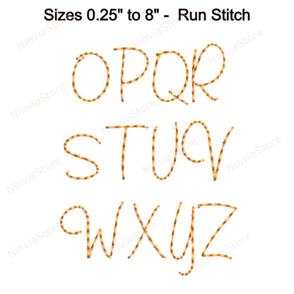 Bean Stitch Machine Embroidery Font, 15 tailles, 8 formats, Ballantines BX Font, Run Stitch Script, police PE, Monogram Alphabet Broderie Designs