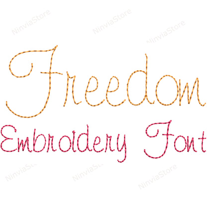 Freedom Bean Stitch Machine Embroidery Font, 15 sizes, 8 formats, Run Stitch Script, BX Font, PE font