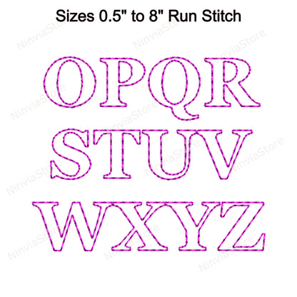 Georgia Outline Bean Stitch Machine Embroidery Font, 14 sizes, 8 formats, Run Stitch BX Font, PE font