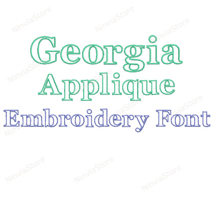 Georgia Applique Machine Embroidery Font, 12 sizes, 8 formats, BX Font, PE font, Monogram Alphabet Embroidery Designs