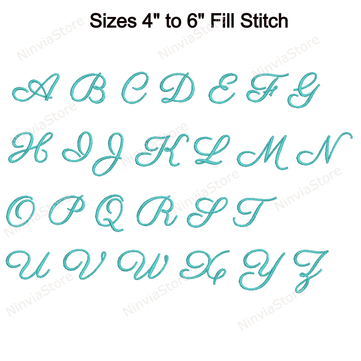 Quany Script Maschinenstickschrift, 15 Größen, 8 Formate, BX-Schriftart, PE-Schriftart, Monogramm-Alphabet-Stickmotive