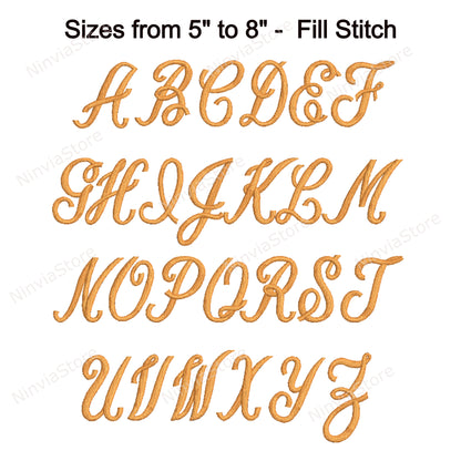 Handy Script Machine Embroidery Font, 12 sizes, 8 formats, BX Font, Cursive PE font, Monogram Alphabet Embroidery Designs