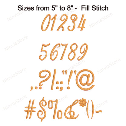 Handy Script Machine Embroidery Font, 12 sizes, 8 formats, BX Font, Cursive PE font, Monogram Alphabet Embroidery Designs