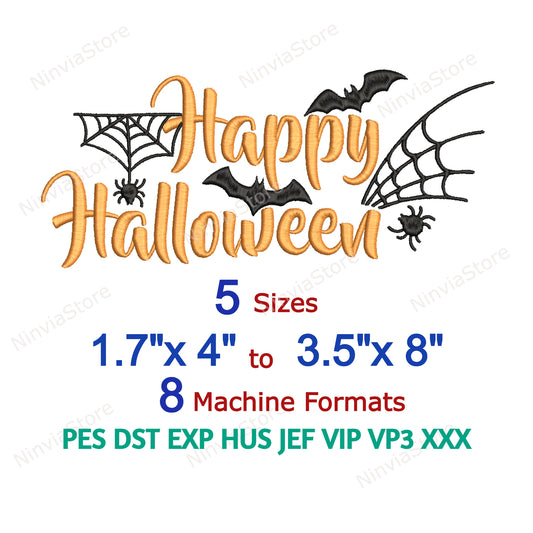 Happy Halloween Stickmuster, Maschinenstickmuster, Halloween-Stickdatei, Happy Helloween Design, digitaler Sofort-Download