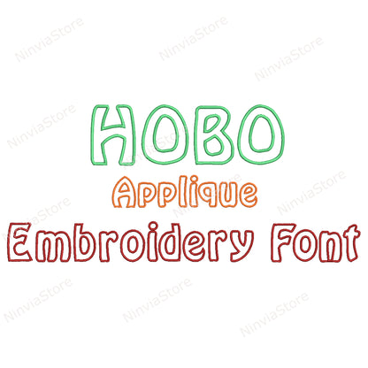 Hobo Applique Machine Broderie Police, 11 tailles, 8 formats, Police BX, Police PE, Monogram Alphabet Broderie Designs