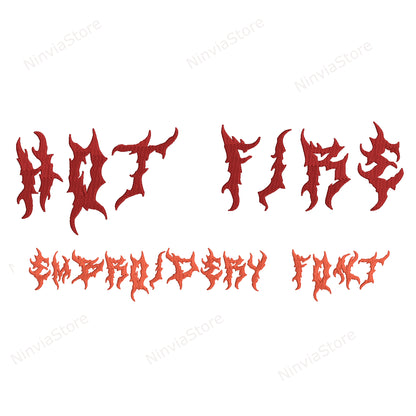 Hot Fire Machine Embroidery Font, 12 sizes, 8 formats, Halloween BX Font, PE font, Monogram Alphabet Embroidery Designs