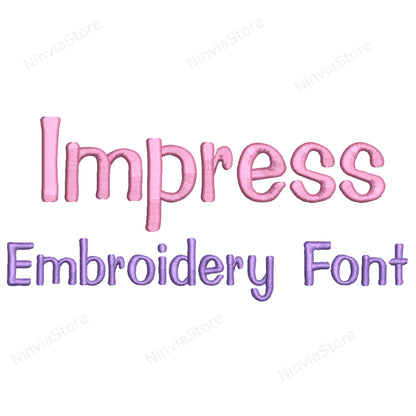 Impress Machine Embroidery Font, 15 sizes, 8 formats, BX Font, PE font, Monogram Alphabet Embroidery Designs