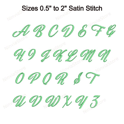 Jasmine and Green Tea Script Machine Embroidery Font, 14 sizes, 8 formats, BX Font, Cursive PE font, Monogram Alphabet Embroidery Designs