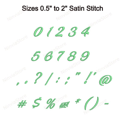 Jasmine and Green Tea Script Machine Embroidery Font, 14 sizes, 8 formats, BX Font, Cursive PE font, Monogram Alphabet Embroidery Designs