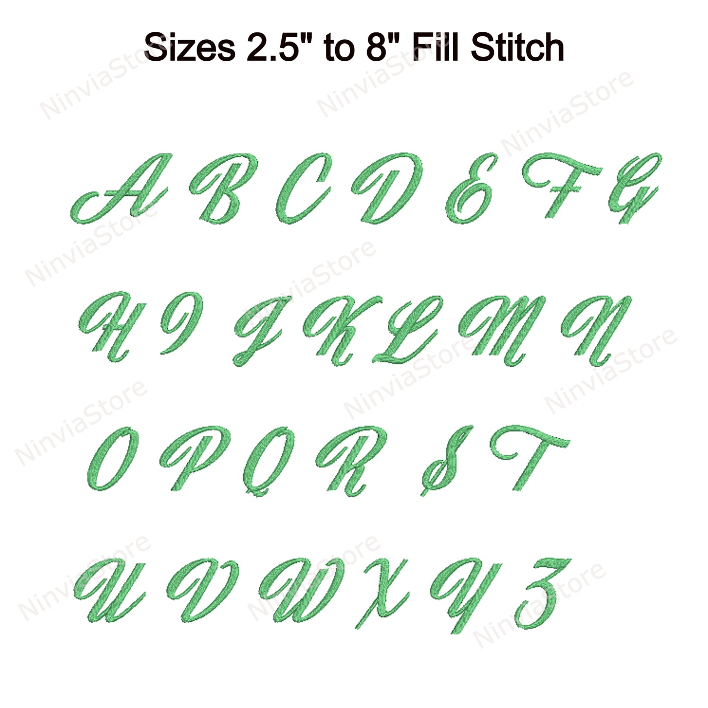 Jasmine and Green Tea Script Machine Embroidery Font, 14 tailles, 8 formats, police BX, police Cursive PE, Monogram Alphabet Broderie Designs