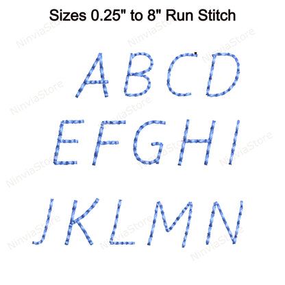 Kristen Bean Stitch Machine Embroidery Font, 15 sizes, 8 formats, Run Stitch Script BX Font, PE font, Monogram Alphabet Embroidery Designs