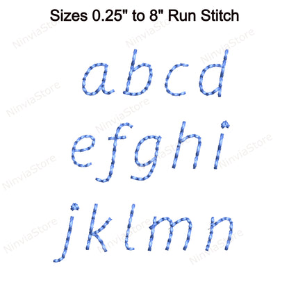 Kristen Bean Stitch Machine Embroidery Font, 15 tailles, 8 formats, Run Stitch Script BX Font, police PE, Monogram Alphabet Broderie Designs