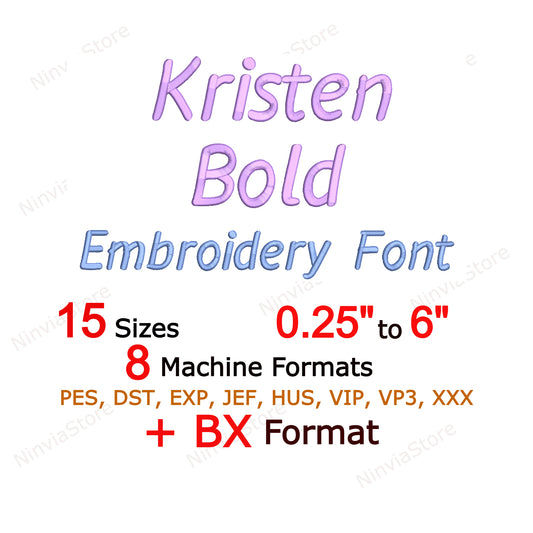 Kristen Script Machine Embroidery Font, 15 tailles, 8 formats, police BX, police PE, Monogram Alphabet Broderie Designs