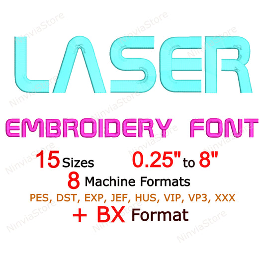 Laser Machine Embroidery Font, 15 sizes, 8 formats, BX Font, PE font, Monogram Alphabet Embroidery Designs