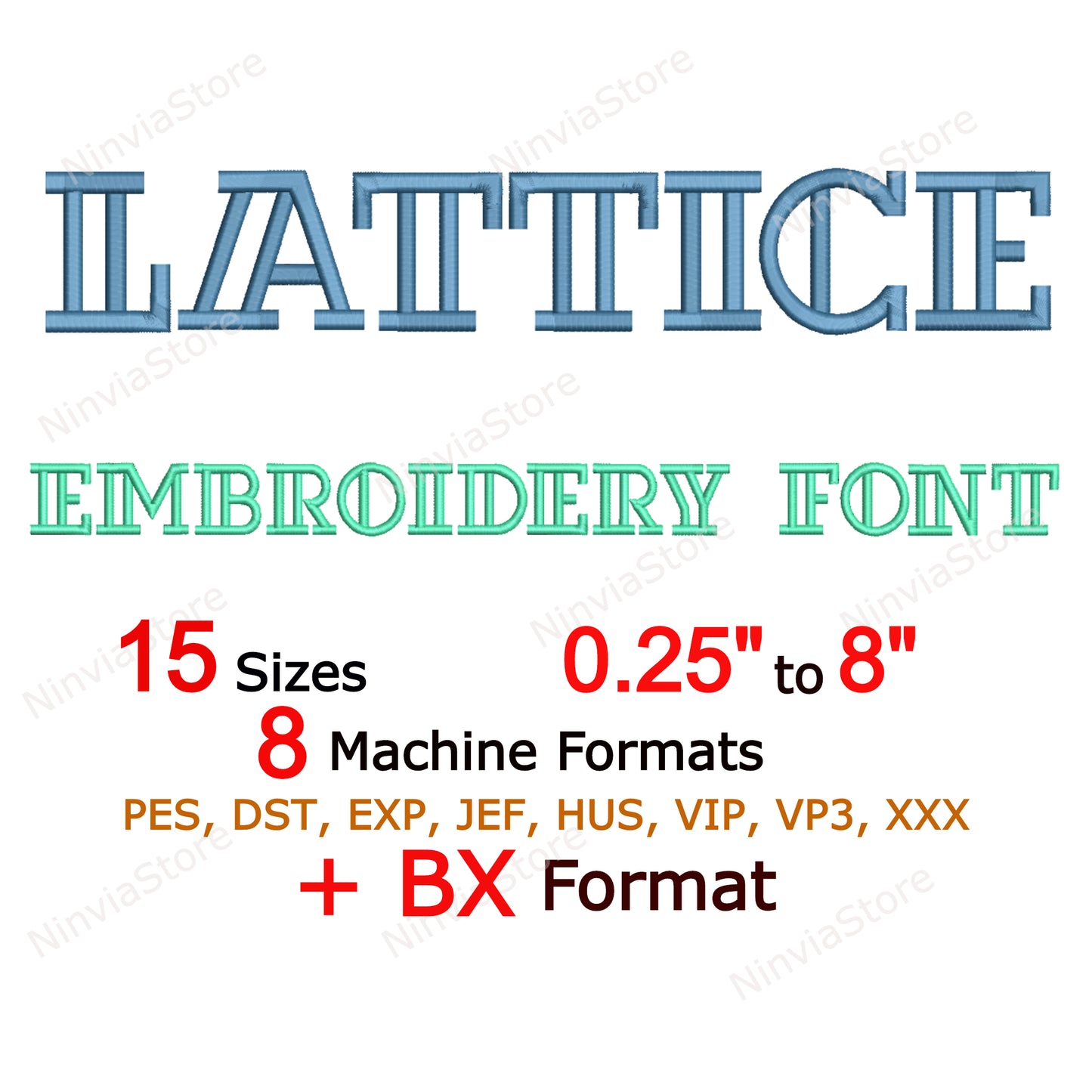 Lattice Machine Embroidery Font, 15 sizes, 8 formats, BX Font, PE font, Monogram Alphabet Embroidery Designs