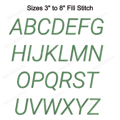 Light Block Italic Maschinenstickschrift, 15 Größen, 8 Formate, BX-Schriftart, PE-Schriftart, Monogramm-Alphabet-Stickmotive