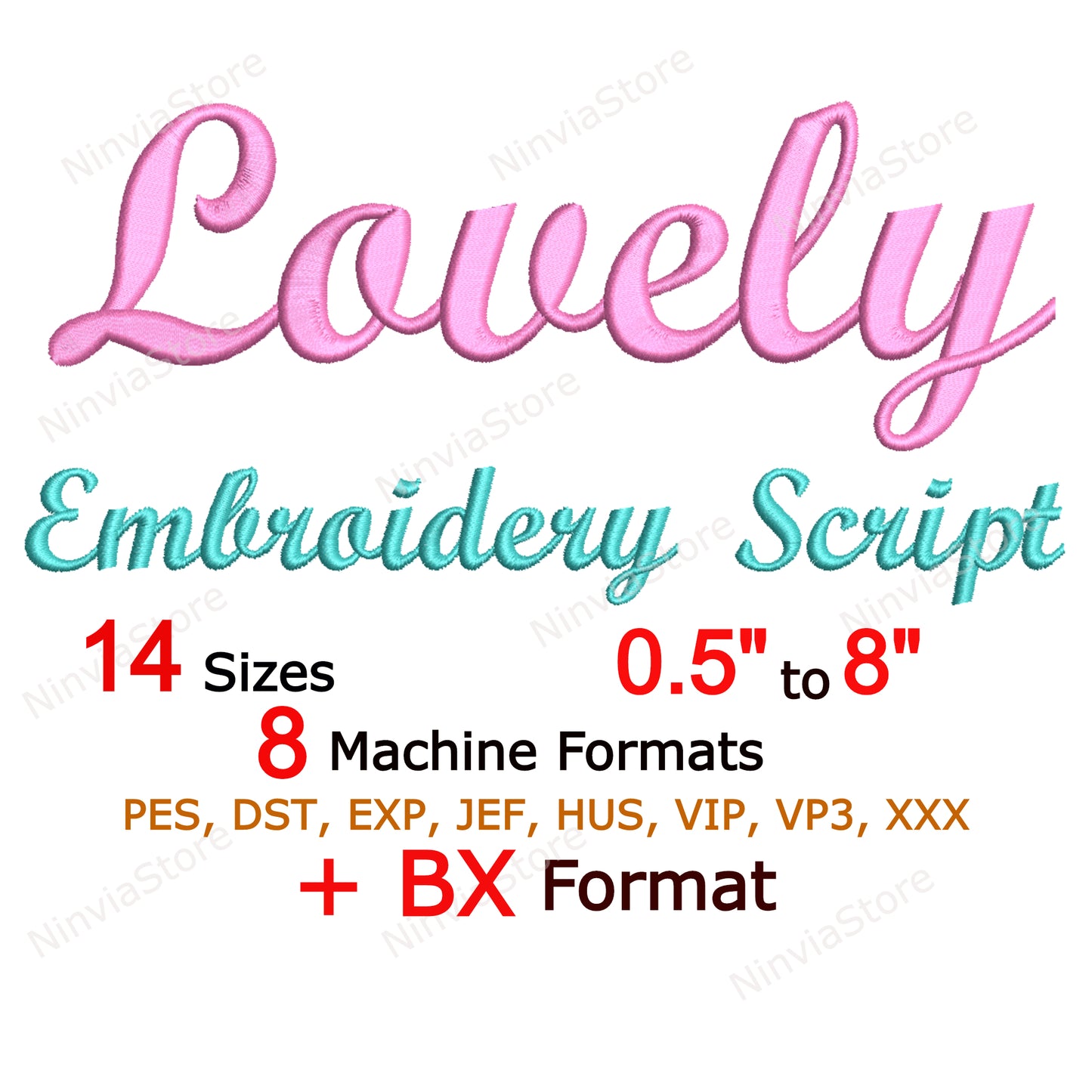 Lovely Script Machine Embroidery Font, 14 sizes, 8 formats, BX Font, PE font, Monogram Alphabet Embroidery Designs