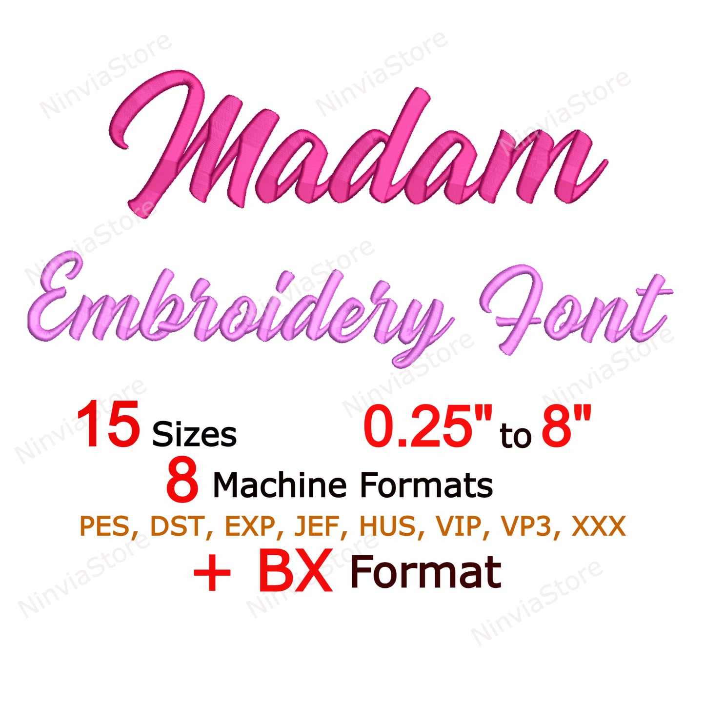 Madame Script Machine broderie police, 15 tailles, 8 formats, police BX, police PE, motifs de broderie Monogram Alphabet